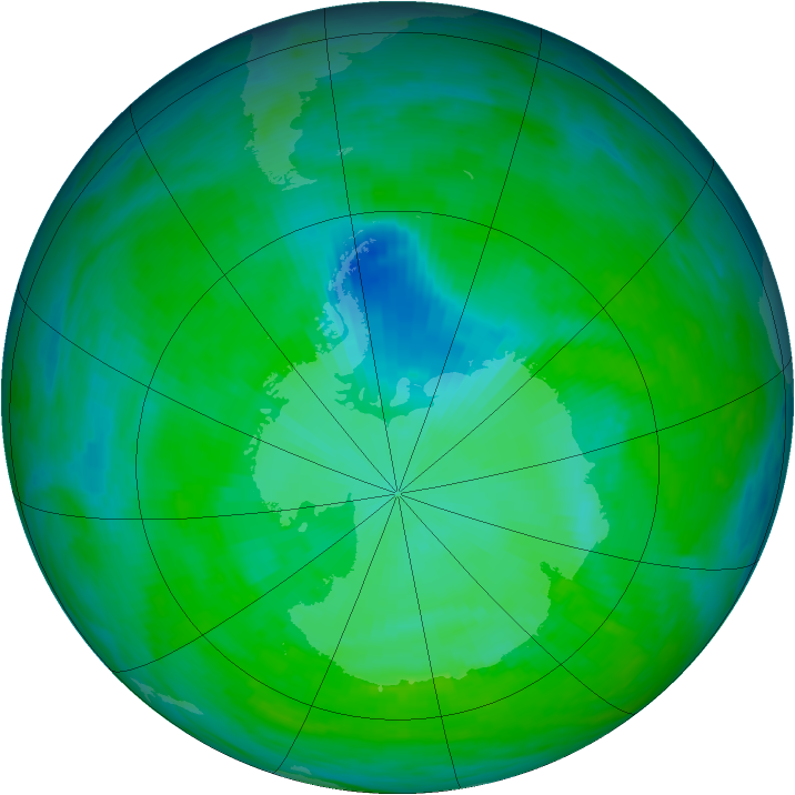 Antarctic ozone map for 16 December 1992